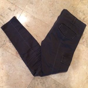 Charcoal gray skinny cargo pants