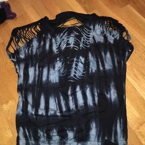 Oversized tie dye tee with rips