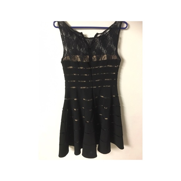 Black and nude lace cocktail short dress
