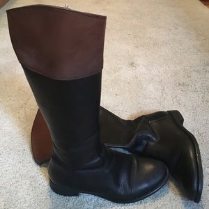 ALDO Black & Brown Leather Riding Boots