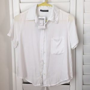 Brandy Melville NWT white button up crop