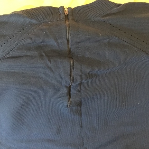 Vintage 70s poly blend short sleeve navy L - Picture 3 of 3