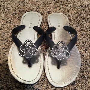 Tahari Flipflop gold/black sandals