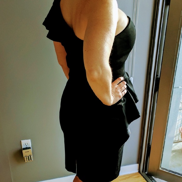 White House Black Market One-Shoulder Peplum Dress