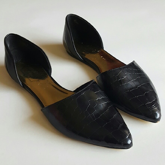 Ted Baker CADEEN Black Gunmetal D'Orsay Flats SZ 8