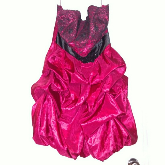 Maurices Red with Black Detail Bubble Hem Dress