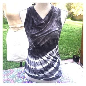 Gray & White Tie-dye cotton tank