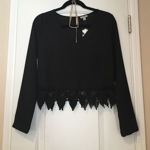 Urban Outfitters sheer lace trimmed crop top