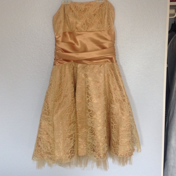 Gold shimmery floral dress