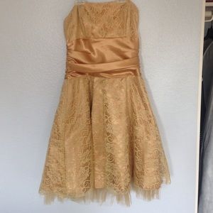 Gold shimmery floral dress