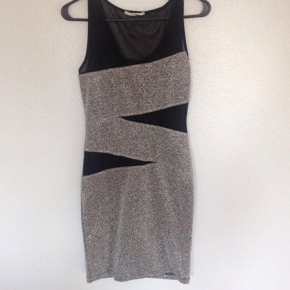 Silver DRESSS w/ black mesh cut-outs