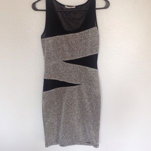 Silver DRESSS w/ black mesh cut-outs