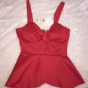 Brand new Arden B coral peplum top