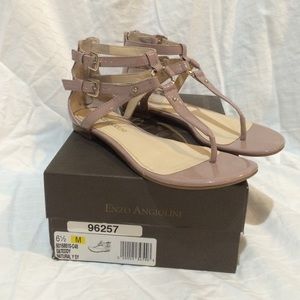 Blush nude thong zipper back gladiator sandals