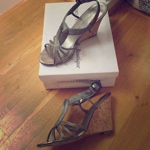 Gunmetal wedge sandals