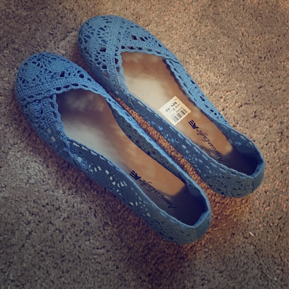Brand New Blue Crochet Flats
