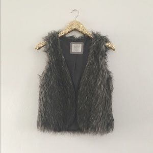Gray fur vest