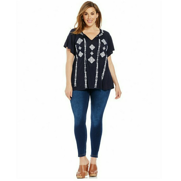 INC International Concepts Plus Size Embroidered P - Picture 1 of 2