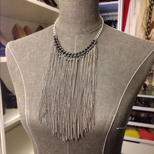 NY&Co silver fringe statement necklace