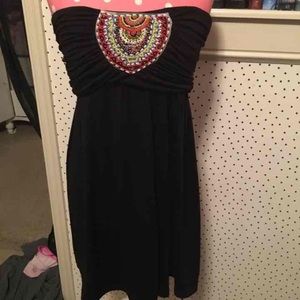 Black beaded cotton dress