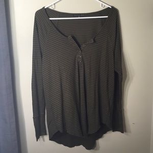 green and black striped half buttoned shirt