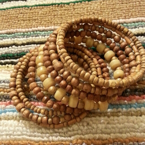 Boho wood bead bracelet