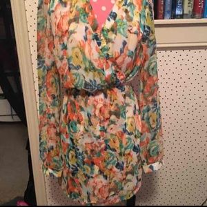 Long sleeve bright pattern dress