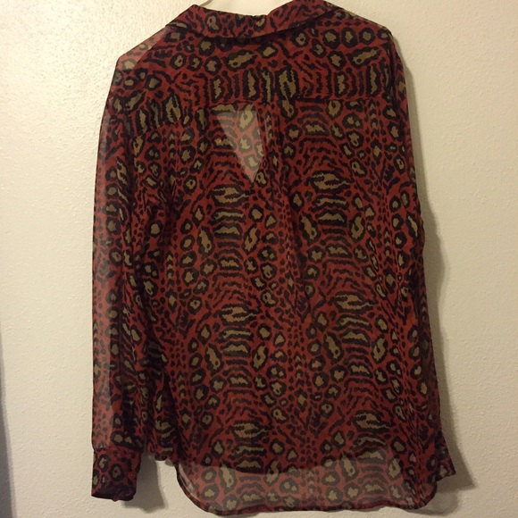 Equipment Signature Sheer Leopard Blouse, Rust - Picture 2 of 3