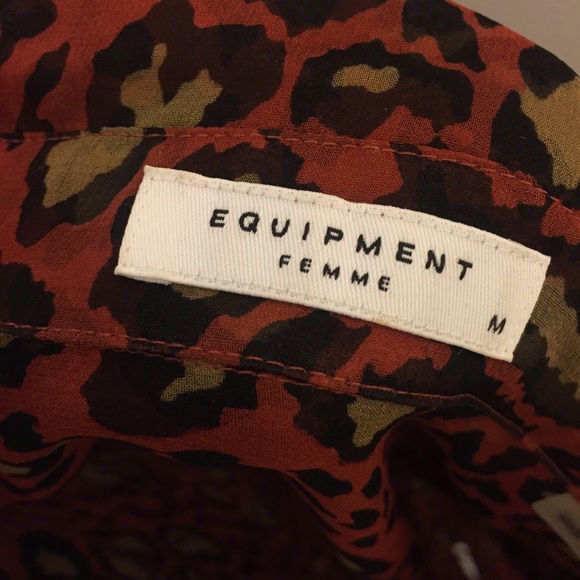 Equipment Signature Sheer Leopard Blouse, Rust - Picture 3 of 3
