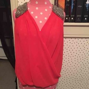 Coral beaded top