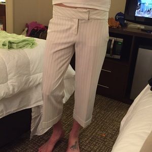 BEBE White pants with gray pinstripes