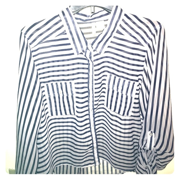 Polyester High-Low button down blouse