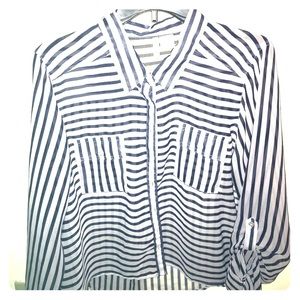 Polyester High-Low button down blouse