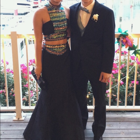 Black, formal two piece dress