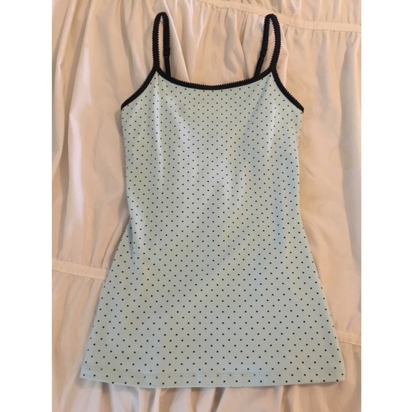 Sexy Basic Bra Cami Tank Top: Blue polka dot