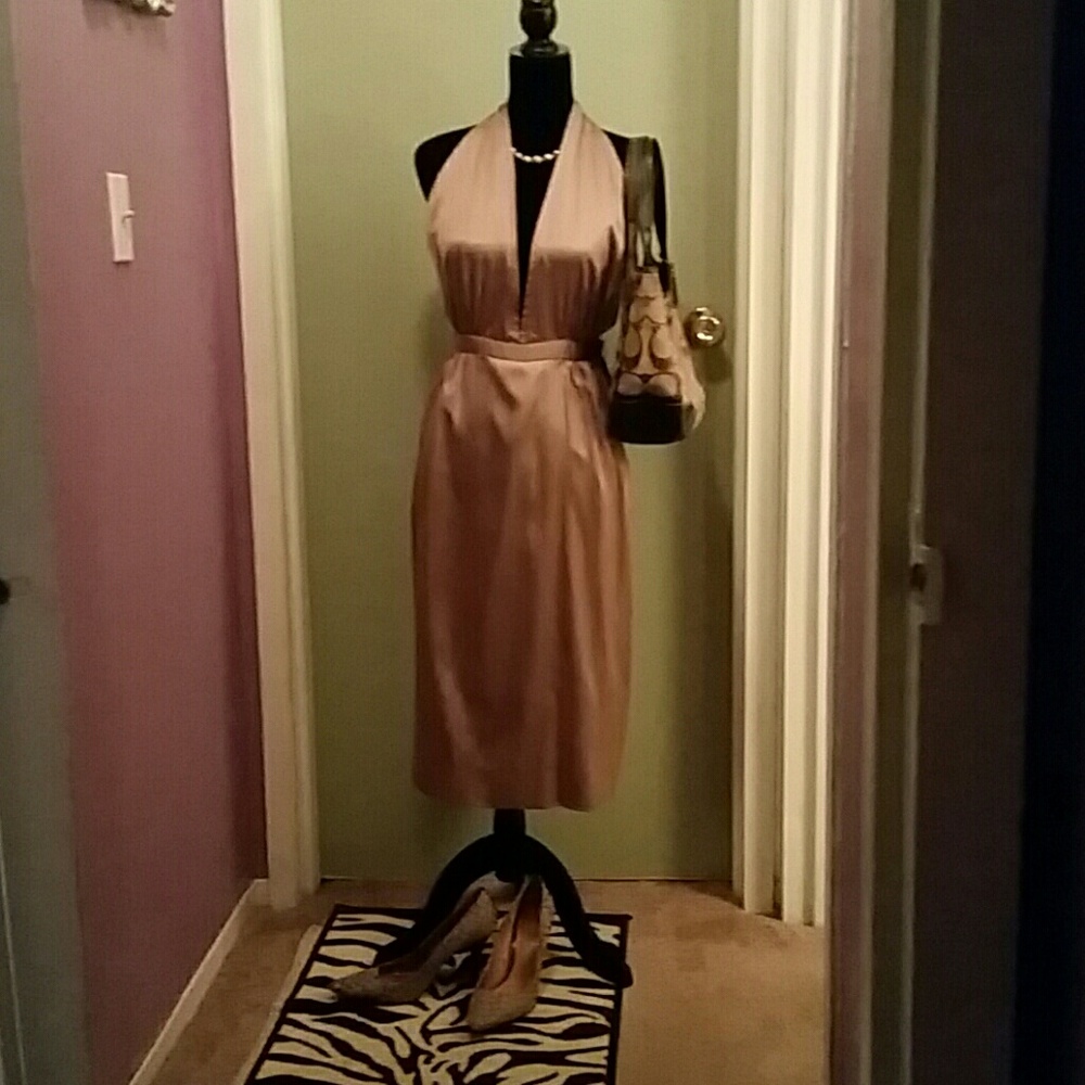 Woman Satin Halter Dress
