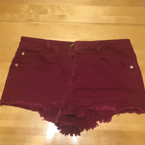 Forever 21 Burgundy Denim Shorts, Size 29