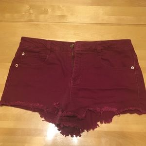 Forever 21 Burgundy Denim Shorts, Size 29