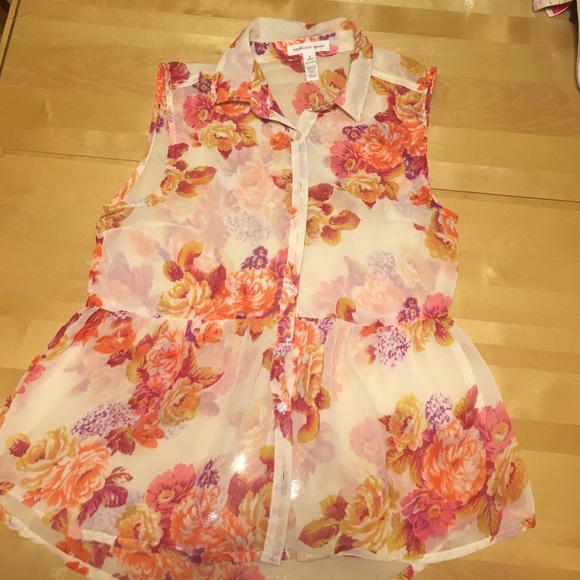 Floral Sleeveless Blouse, Ambiance Apparel, Small