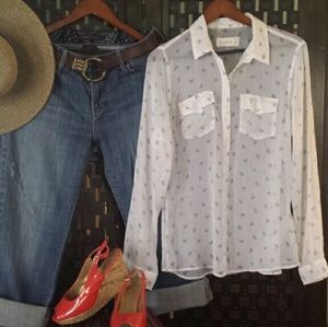 Abercrombie &Fitch sheer button down top, Large