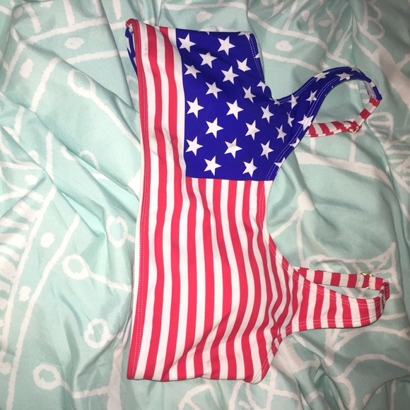 American flag caged back bralette bikini top