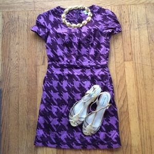 Purple shirt sleeve mid length dress
