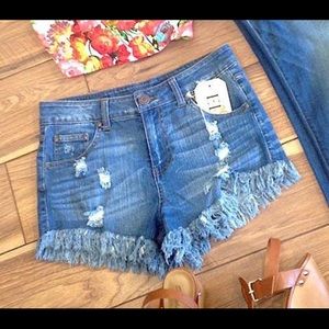 Elan high waisted denim shorts