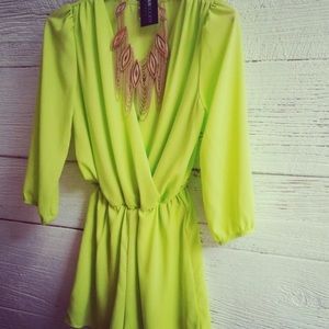 Bright green romper