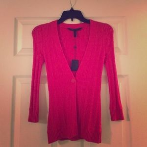 Small BCBG pink cardigan; NEVER WORN.
