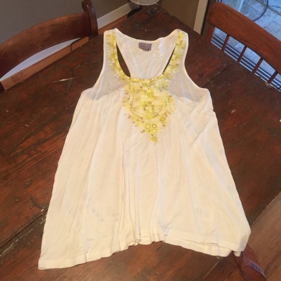 Anthro embroidered tank/swing top Anthropologie L