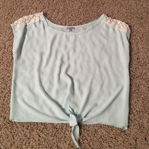 Blue Shirt with Lace