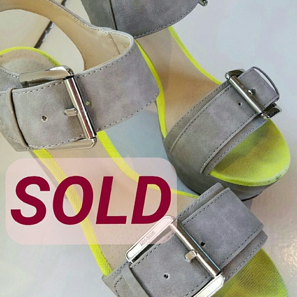 Grey wedge sandals