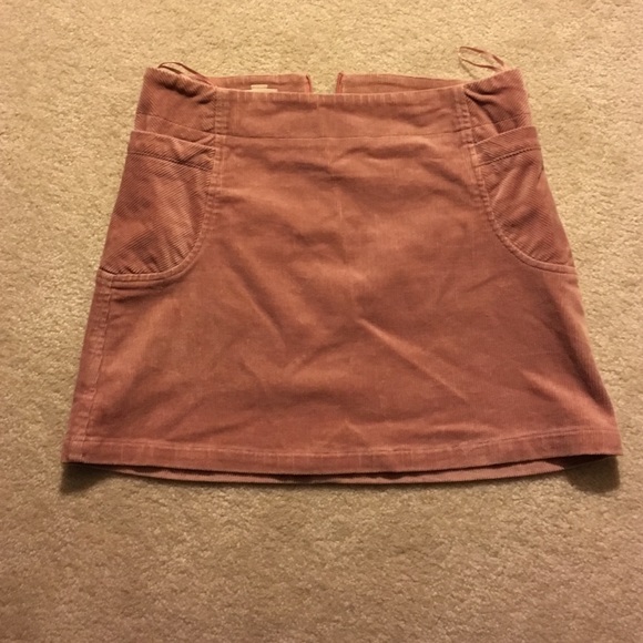 Salmon pink velour mini skirt