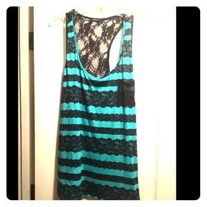 NWOT Green and Black Lace Tank